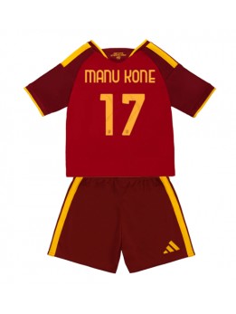 Otroški Nogometna dresi replika AS Roma Manu Kone #17 Domači 2026-27 Kratek rokav (+ hlače)